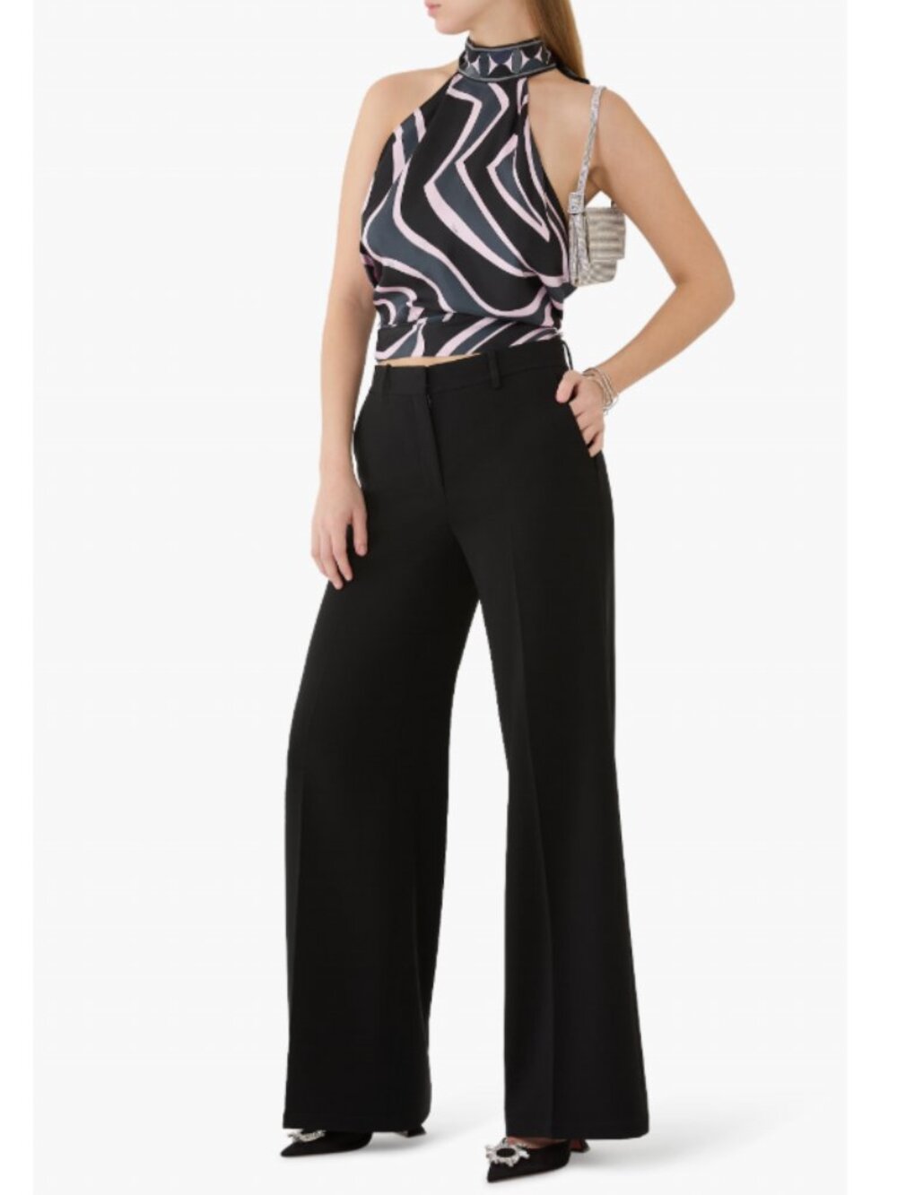 Pucci Printed silk-twill halterneck top